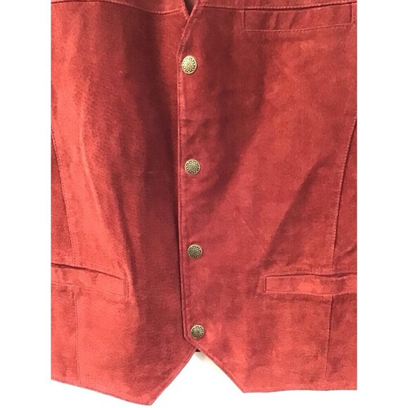 John L Blair Vest Men L Personal Choice 4 Snap Button Leather Western - Red 🤠 - Picture 2 of 4